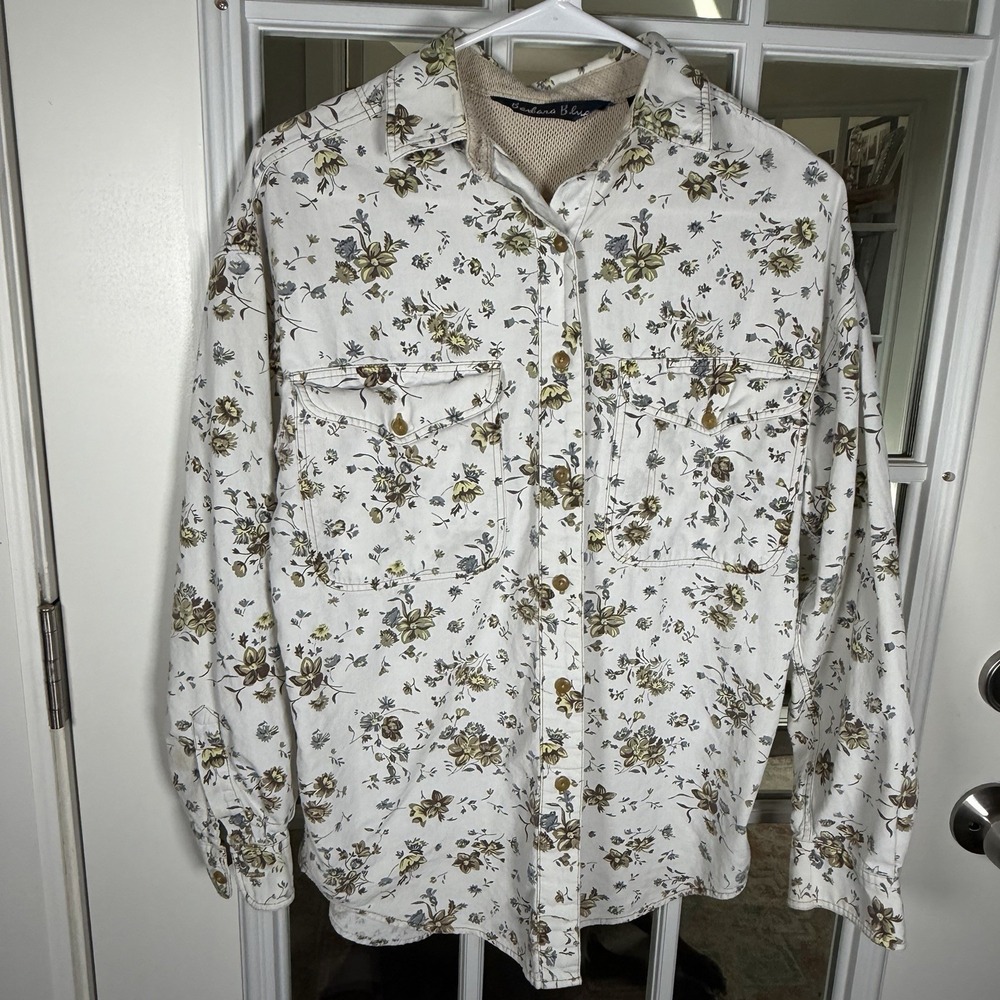 Barbara Blue Floral Button Down Shirt Size Small Cottagecore Fall